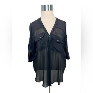 ALLSAINTS 100% Silk Hecia Cropped Shirt
